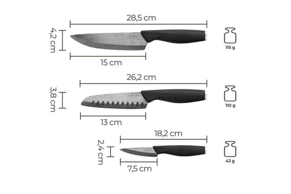 Silberthal Performance Keramikmesser Set - Schwarz - 3-teilig