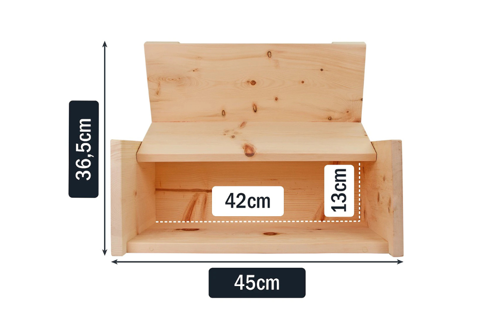 ZirbenBrotkasten | 2-teilig (Brotkasten + Ablagegitter) | Maße: 450x250x180mm