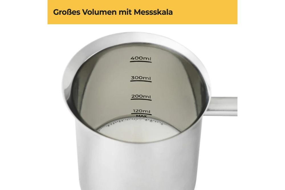 Silberthal Manueller Milchaufschäumer - Edelstahl - 400ml - ohne Plastik