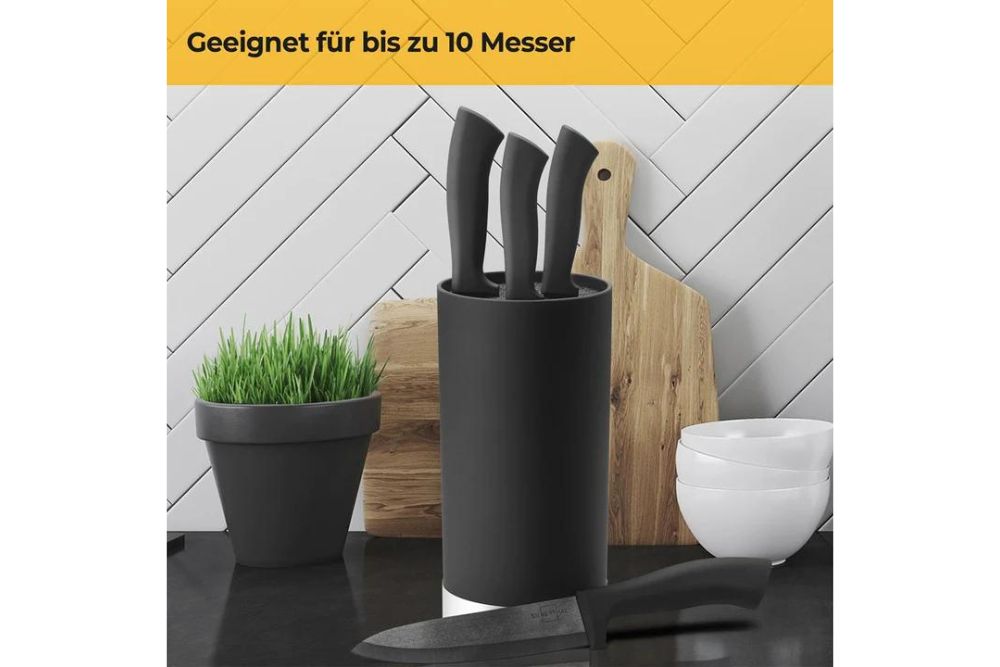 Silberthal Schwarzer Messerblock - ohne Messer - mit Borsteneinsatz